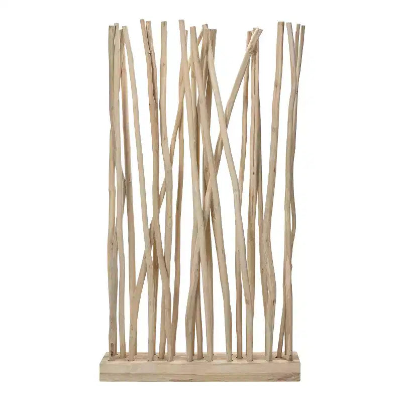Paravent simple en branches de teck fait main style Bohème Côtier 99cm L x 173cm H