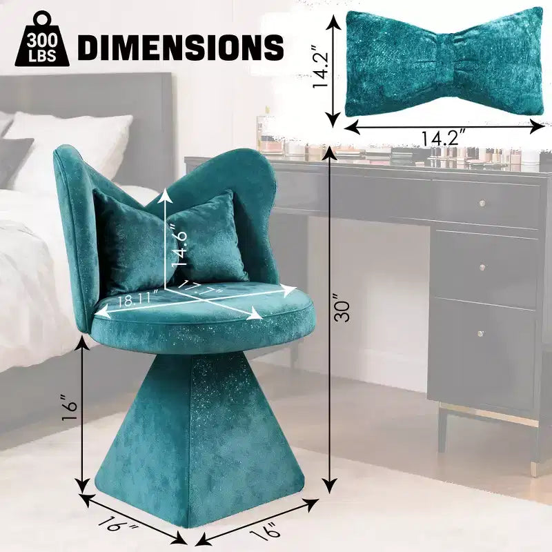 Chaise de Coiffeuse Élégante avec Dossier Papillon Chaise Moderne pour Chambre Tabouret de Maquillage Pivotant Fauteuil d'Appoint