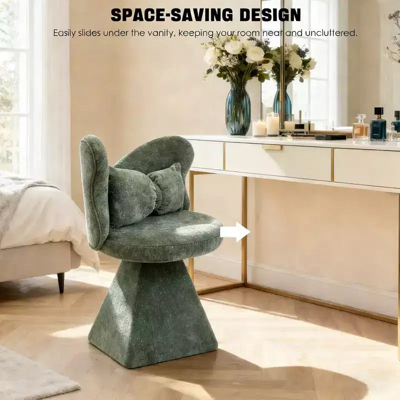 Chaise de Coiffeuse Élégante avec Dossier Papillon Chaise Moderne pour Chambre Tabouret de Maquillage Pivotant Fauteuil d'Appoint