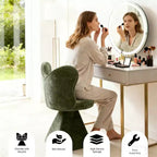 Chaise de Coiffeuse Élégante avec Dossier Papillon Chaise Moderne pour Chambre Tabouret de Maquillage Pivotant Fauteuil d'Appoint