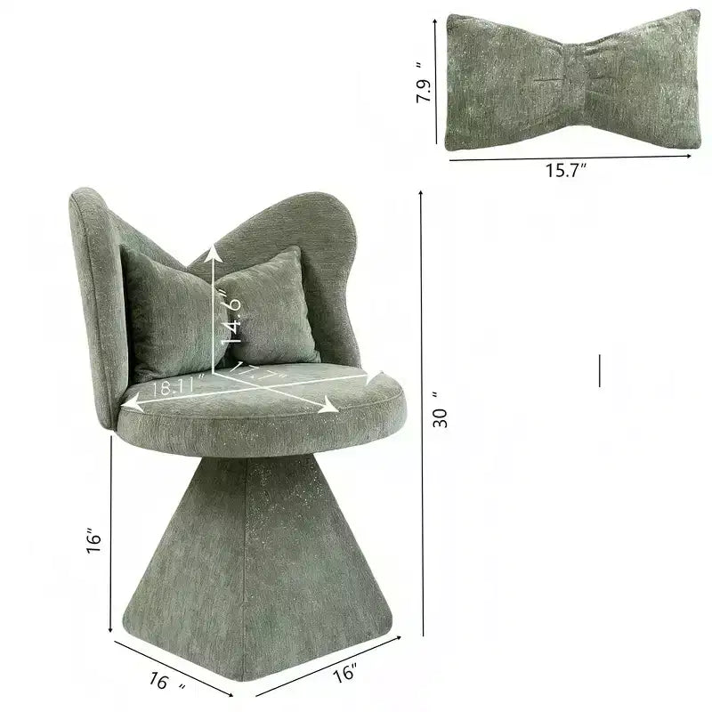Chaise de Coiffeuse Élégante avec Dossier Papillon Chaise Moderne pour Chambre Tabouret de Maquillage Pivotant Fauteuil d'Appoint