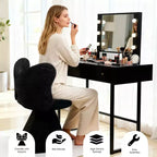 Chaise de Coiffeuse Élégante avec Dossier Papillon Chaise Moderne pour Chambre Tabouret de Maquillage Pivotant Fauteuil d'Appoint