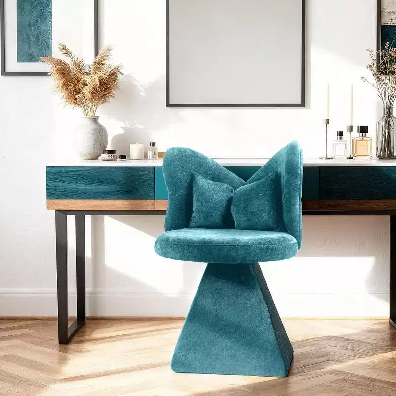 Chaise de Coiffeuse Élégante avec Dossier Papillon Chaise Moderne pour Chambre Tabouret de Maquillage Pivotant Fauteuil d'Appoint