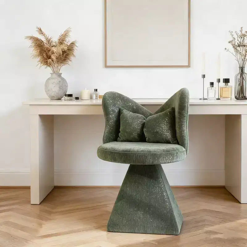 Chaise de Coiffeuse Élégante avec Dossier Papillon Chaise Moderne pour Chambre Tabouret de Maquillage Pivotant Fauteuil d'Appoint