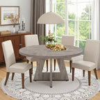 Table à manger ronde de 119 cm de style rustique, 4 places, avec plateau en MDF et cadre en métal