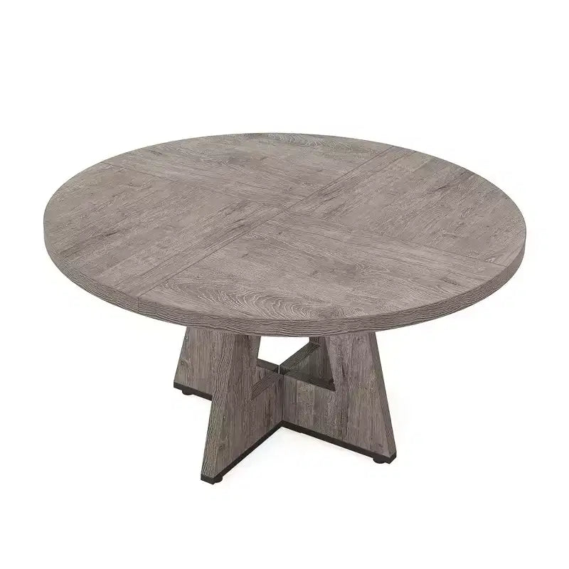 Table à manger ronde de 119 cm de style rustique, 4 places, avec plateau en MDF et cadre en métal