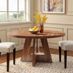 Table à manger ronde de 119 cm de style rustique, 4 places, avec plateau en MDF et cadre en métal
