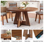Table à manger ronde de 119 cm de style rustique, 4 places, avec plateau en MDF et cadre en métal