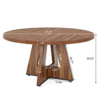 Table à manger ronde de 119 cm de style rustique, 4 places, avec plateau en MDF et cadre en métal