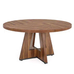 Table à manger ronde de 119 cm de style rustique, 4 places, avec plateau en MDF et cadre en métal
