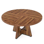 Table à manger ronde de 119 cm de style rustique, 4 places, avec plateau en MDF et cadre en métal