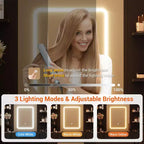 Coiffeuse de 43 pouces avec miroir et lumière LED, 7 tiroirs, étagères, support pour sèche-cheveux, table de maquillage pour chambre à coucher