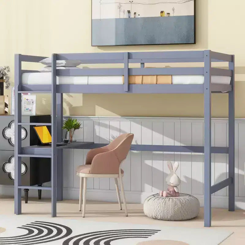 MAYEERTY Twin Bunk Bed Safety Rail No Box Spring Needed Solid Pine Wood