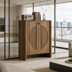 GDFStudio Ruige Modern 32 Wooden Storage Cabinet with 2 Round Louver Doors and Removable Shelves