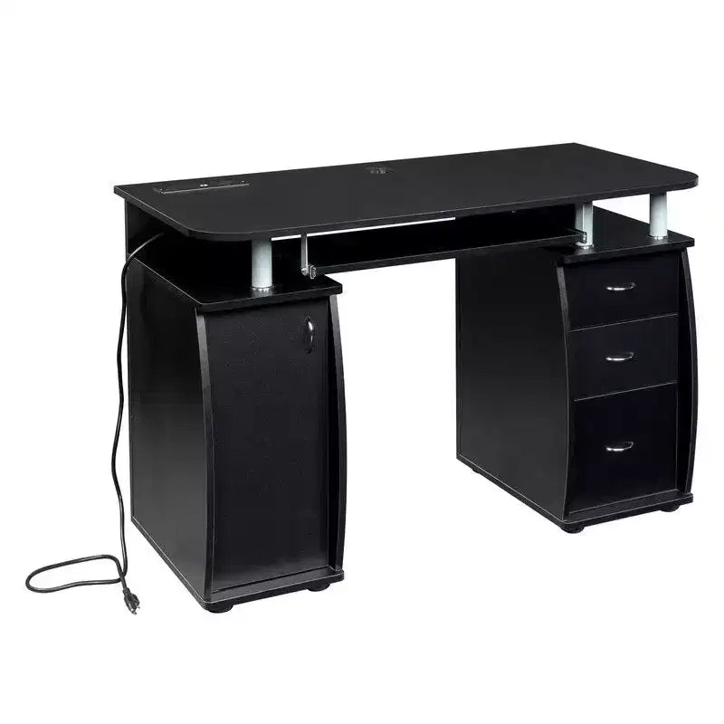 Bureau d'ordinateur de 45 pouces avec 3 tiroirs, prises de courant et ports USB