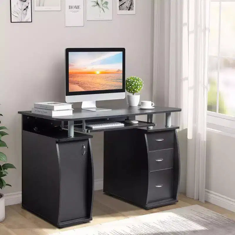 Bureau d'ordinateur de 45 pouces avec 3 tiroirs, prises de courant et ports USB