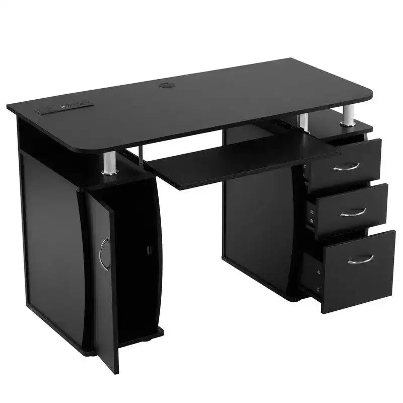 Bureau d'ordinateur de 45 pouces avec 3 tiroirs, prises de courant et ports USB