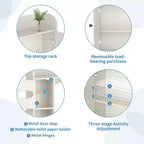 Meuble de rangement au-dessus des toilettes avec portes de grange, organisateur de salle de bain de ferme avec porte-papier toilette et étagère réglable