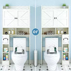 Meuble de rangement au-dessus des toilettes avec portes de grange, organisateur de salle de bain de ferme avec porte-papier toilette et étagère réglable