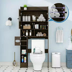 Meuble de rangement au-dessus des toilettes avec portes de grange, organisateur de salle de bain de ferme avec porte-papier toilette et étagère réglable