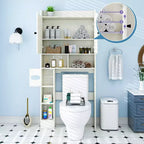 Meuble de rangement au-dessus des toilettes avec portes de grange, organisateur de salle de bain de ferme avec porte-papier toilette et étagère réglable