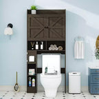 Dyonery Over The Toilet Storage Cabinet with Barn Doors, Farmhouse Bathroom Space-Saving Organizer with Toilet Paper Holder & Adjustable Shelf