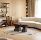 Table d'appoint en rotin de 40 cm avec un cadre en fer brun résistant