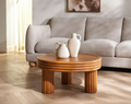 Table basse ronde en rotin naturel