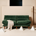 66.1 Causeuse en velours côtelé avec accoudoirs à dossier réglable, coussin d'assise épaissi, petit canapé-lit pour appartement, bureau ou studio